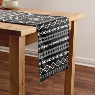Aztec White Grey Black Mixed Motifs Rpt Pattern Short Table Runner