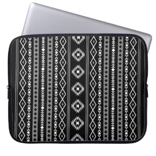 Aztec White Grey Black Mixed Motifs V Pattern Laptop Sleeve