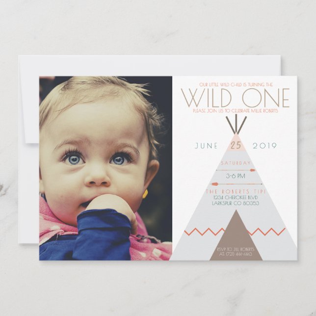 Aztec Wild One | Premier Invitation photo annivers (Devant)
