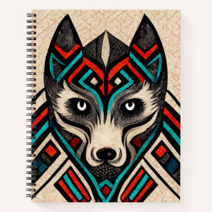 Aztec Wolf Face Notebook
