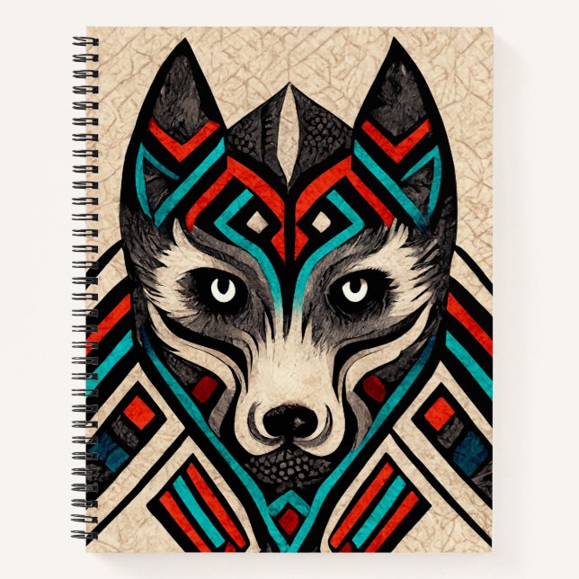 Aztec Wolf Face Notebook (Front)