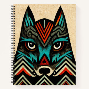 Aztec Wolf Face Notebook