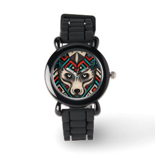 Aztec Wolf Face Watch