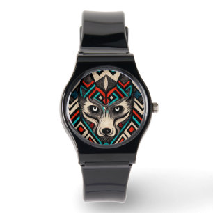 Aztec Wolf Face Watch