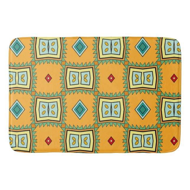Aztec Yellow Bath Mat (Front)