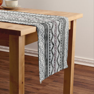Aztec Zigzag Abstract Geometric Pattern Short Table Runner
