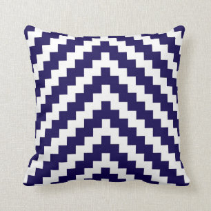 Aztec Zigzag in Cobalt Blue and White Throw Pillow