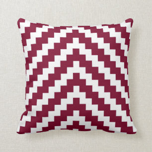 Aztec Zigzag in Cranberry Red and White Throw Pillow