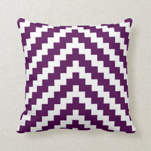 Aztec Zigzag in Purple Plum and White Throw Pillow