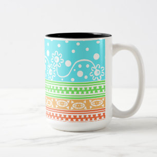 Aztec Zipper Tangle in Pastels Two-Tone Coffee Mug