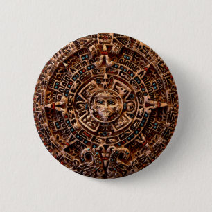 "AZTECA" Mayan Sun-Calender Button