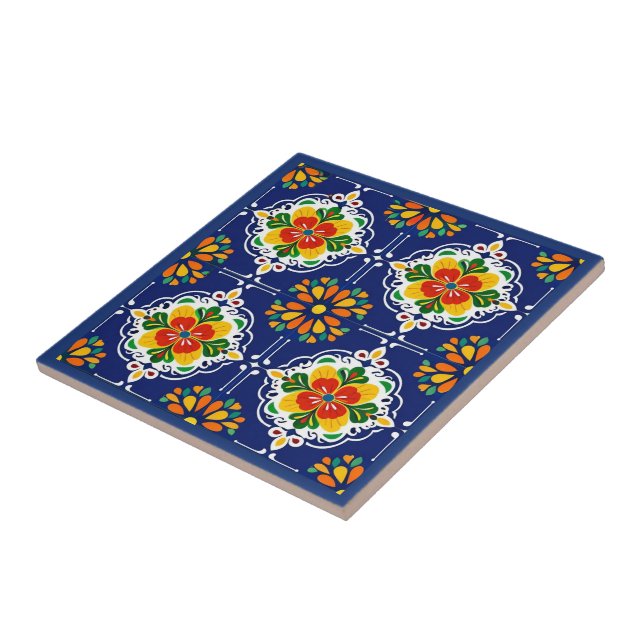 Azul Flor Mosaic Tile (Side)