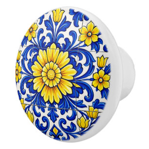 Azul Flor Solene Ceramic Knob