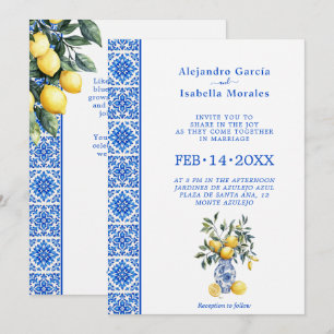 💙🍋Azul & Limone Romance – Invitation Classiqu