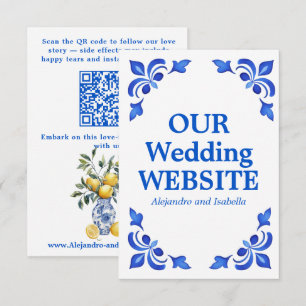 💙🍋 Azul & Limone Romance  QR Wedding Website  Enclosure Card