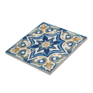 Azulejo blue and beige mosaic vintage bulk tile