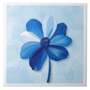 Azulejo Blue and White Modern Flower Tile