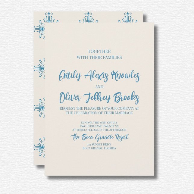 Azulejo Blue Wedding Invitation (Creator Uploaded)