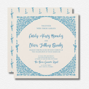 Azulejo Blue Wedding Square Invitation