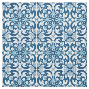 Azulejo Fleur De Lis Style Pattern Fabric