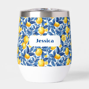 Azulejo Lemons Blue Leaves 