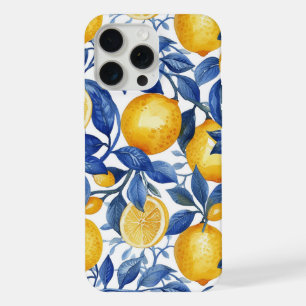 Azulejo Lemons Blue Leaves iPhone 15 Pro Max Case