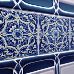 Azulejo Lisbon Patterned Talavera Ceramic Design Tile<br><div class="desc">Indigo Azulejo Blue Portuguese Lisbon decorative Talavera ceramic tiles are a beautiful and unique addition to any home. A high-quality product with a timeless aesthetic. The blue colour of the tiles is inspired by the indigo blue of Lisbon's famous azulejo tiles, adding a touch of history and culture to your...</div>