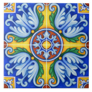 Azulejo Lisbon Patterned Talavera Ceramic Design  Tile
