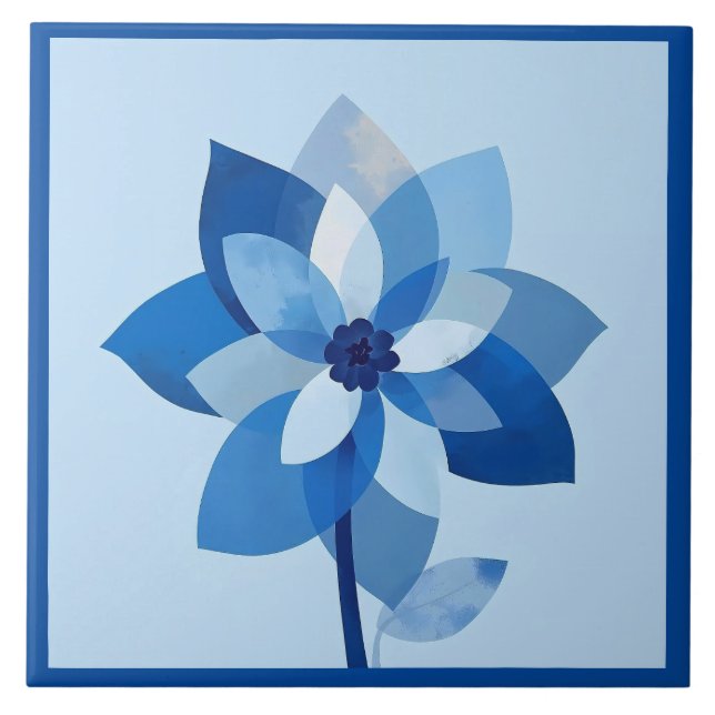 Azulejo Mediterranean Blue White Tile (Front)