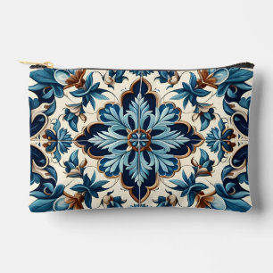 Azulejo Porcelain Blue Tile Mediterranean Pattern Accessory Pouch