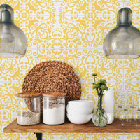 Azulejo Portuguese Mediterranean Yellow White 3
