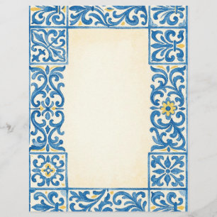 Azulejo Portuguese stationary watercolor design Flyer