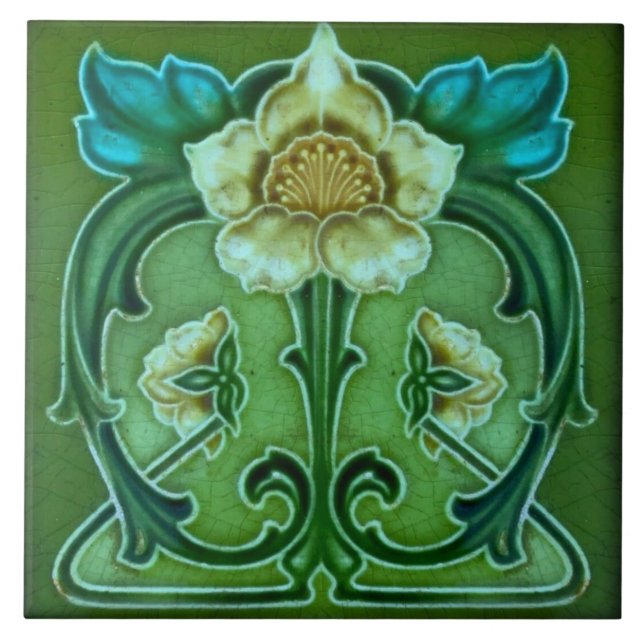 Azulejo Tile art nouveau style decorative fireplac (Front)