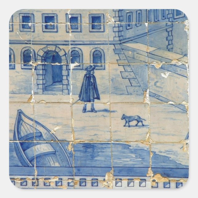 Azulejo tile square sticker (Front)