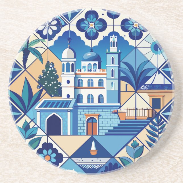 Azulejo Tiles Pattern Coaster (Front)