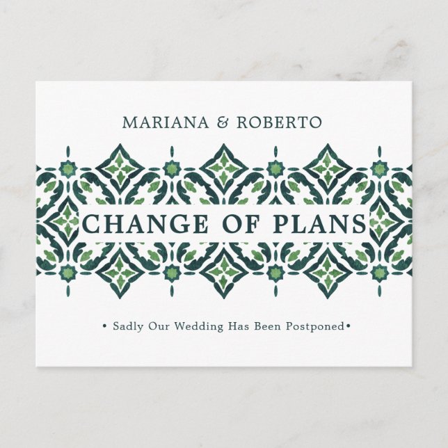 Azulejo vert | Faire-part de mariage espagnol avec (Devant)