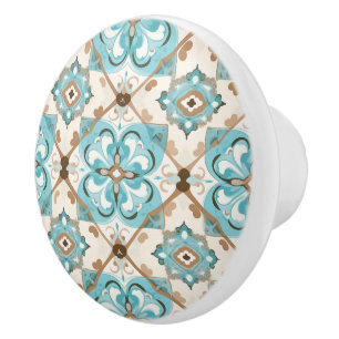 💙💛 Azulejos Aqua Medallion Ceramic Knob