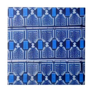 Azulejos blue geometric art tile