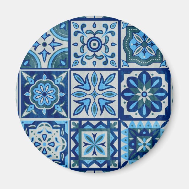 Azulejos Blue Portugal Pattern Magnet (Front)
