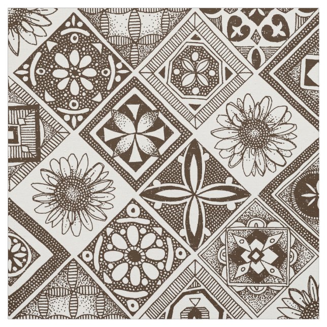 azulejos chocolate fabric (Swatch)