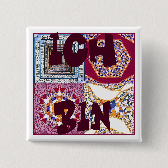 Azulejos Geometric Tiles with a CG twist 2 Inch Square Button (Front)