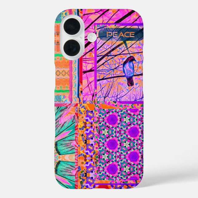 Azulejos Geometric Tiles with Bird of Peace Case-Mate iPhone Case (Back)