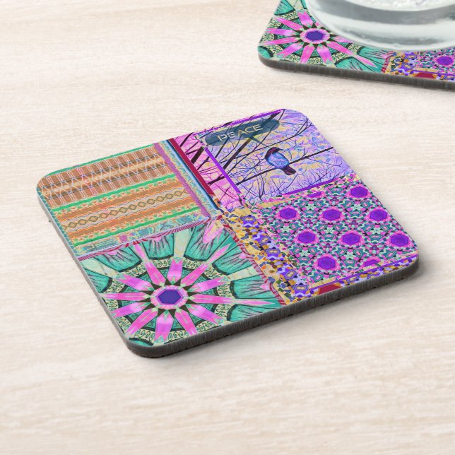 Azulejos Geometric Tiles with Bird of Peace Coaster (Left Side)