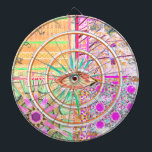 Azulejos Geometric Tiles with Bird of Peace Dartboard<br><div class="desc">Inspired by traditional Spanish and Portuguese tiles but with modern fractal algorithmic elements. Plus a bird and text saying Peace in English. By Linandara</div>