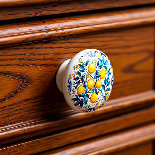 💙💛 Azulejos  Lemon Bouquet Ceramic Knob