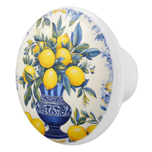 💙💛 Azulejos Lemon Vase Ceramic Knob