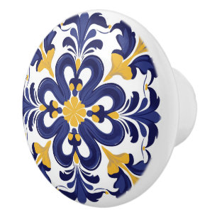 💙💛 Azulejos Porto Fleur Ceramic Knob