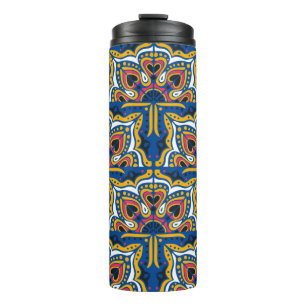 Azulejos portugal seamless pattern thermal tumbler