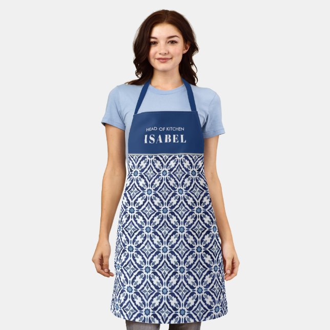 Azulejos Spanish TIle Talavaera Mediterranean Apron (Worn)