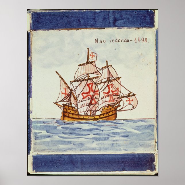Azulejos tile depicting a ship, from Sagres Poster (Front)